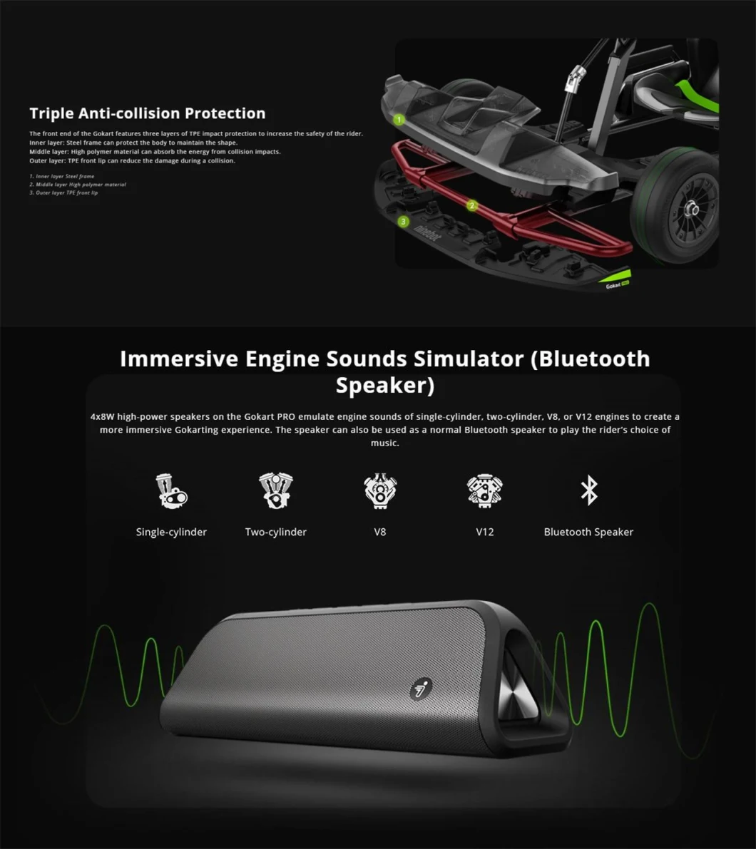 Nin-Ebot Gokart PRO Smart Balance Scooter Kart Racing Go Kart Match for Self Balance Electric Hover Board Lamborghini Edition