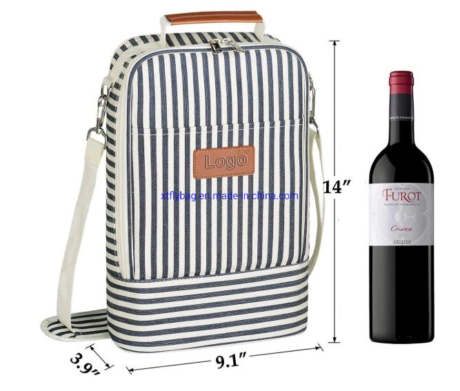 Insulated Wine Cooler Tote Leakproof 4 Bottle Travel Wine Carring Cooler Bag with Handles and Adjustable Shoulder Strap