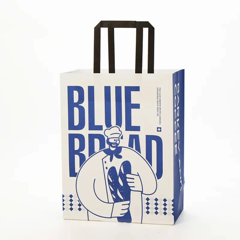 Recyclable Kraft Paper Bag for Takeout Cafe Fast Food Bakery Carring