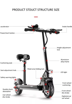 10 pouces 48V moteur 500W bon marché de bonne qualité désactivé cyclomoteur électrique planche à roulettes pliable